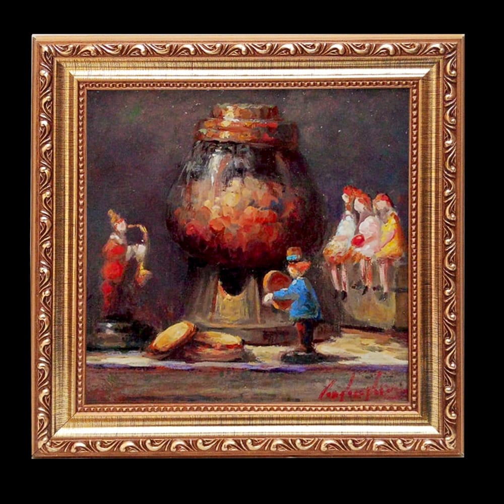 Chapéu com Fita - Natureza morta com palhaço e brinquedos, arte lúdica